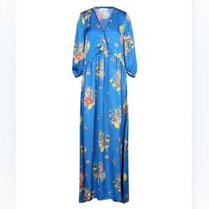 Suoli Maxi Floral Blue Dress Size 40 4